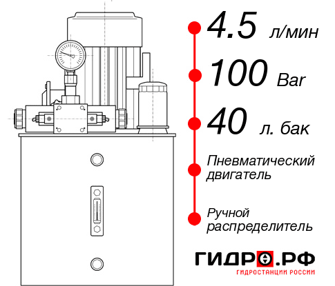 Гидростанция с пневмоприводом НПР-4,5И104Т