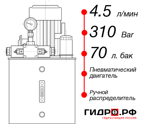 Гидростанция с пневмоприводом НПР-4,5И317Т