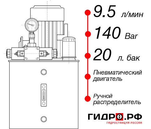 Гидростанция с пневмоприводом НПР-9,5И142Т